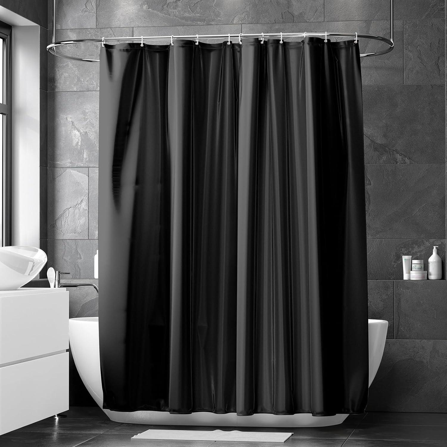 REDKEY Duschvorhang 180x220cm Schwarz Anti-Schimmel Wasserabweisend mit Haken