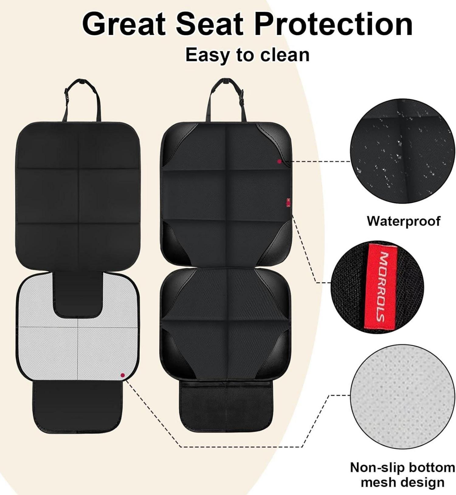 MORROLS Autositzschutz 2er Pack - Ledersitzschutz wasserdicht mit Netztaschen für SUV & Limousine
