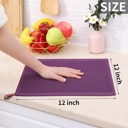 6er Set Weiche Geschirrtücher 100% Baumwolle Lila 30x30cm - Saugfähig