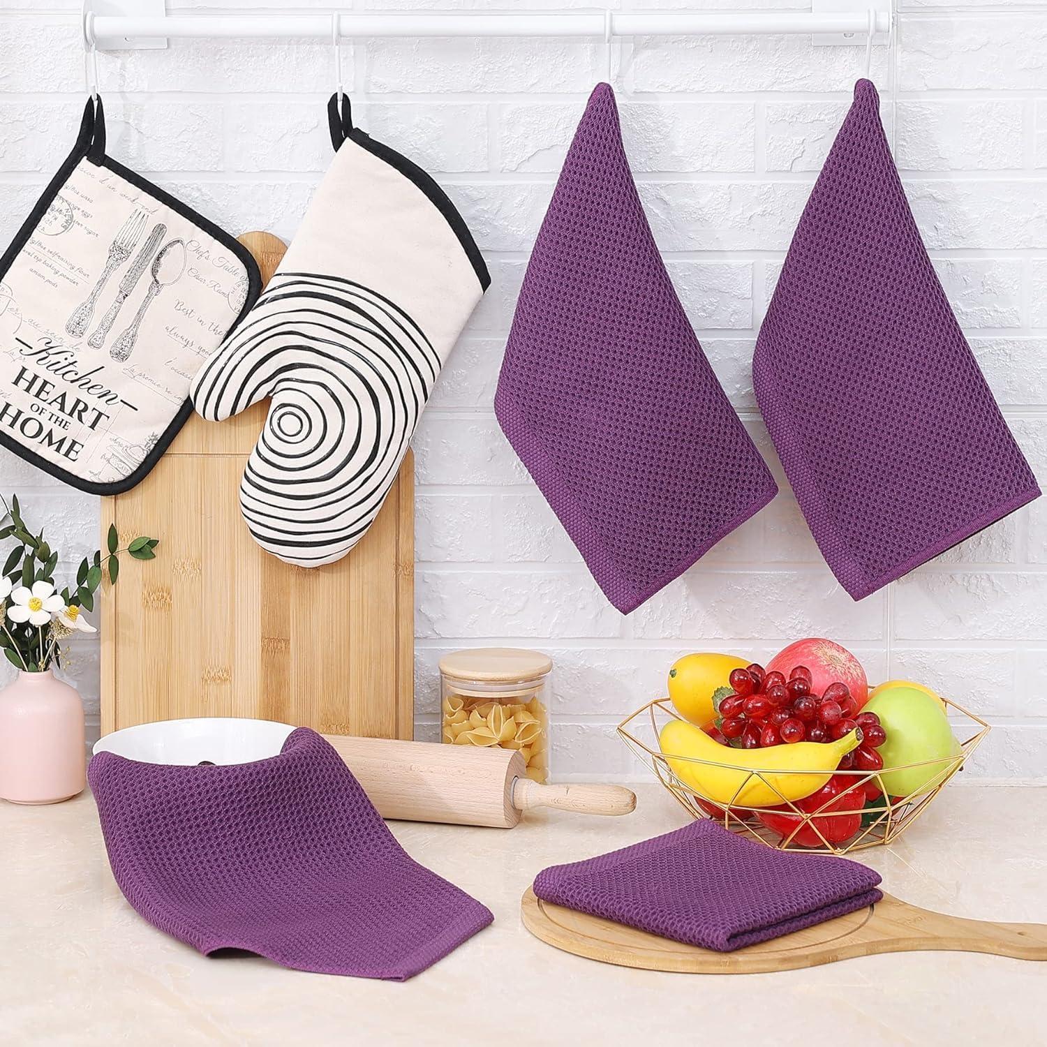 Geschirrtücher 100% Baumwolle 6er Set lila 30x30cm Premium Qualität