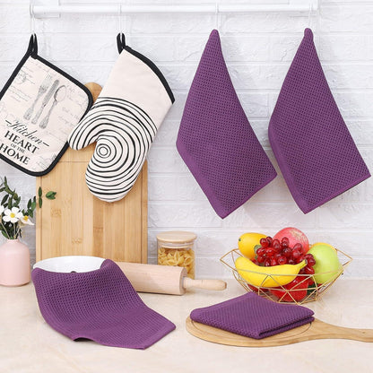 Geschirrtücher 100% Baumwolle 6er Set lila 30x30cm Premium Qualität