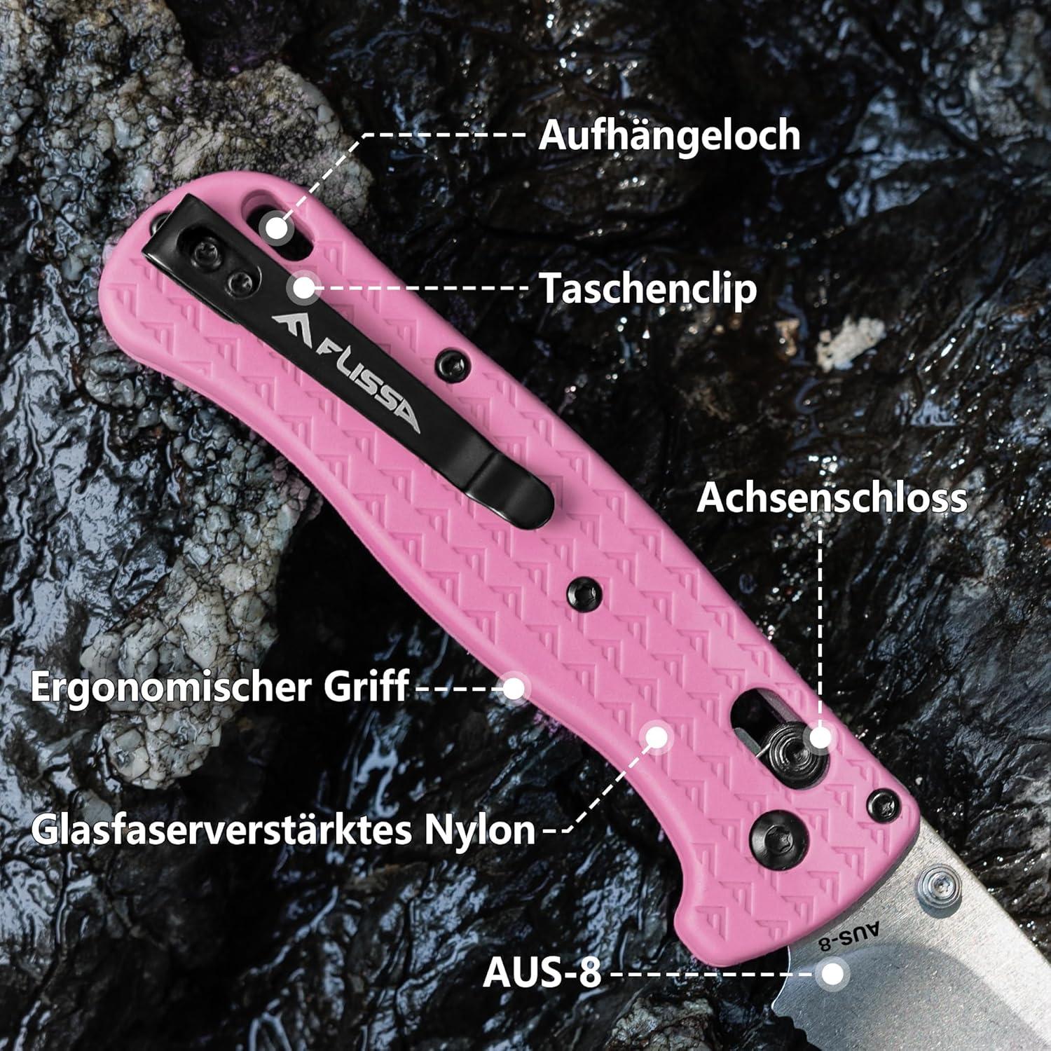 FLISSA Taschenmesser Klappmesser AUS-8 Edelstahl Rosa