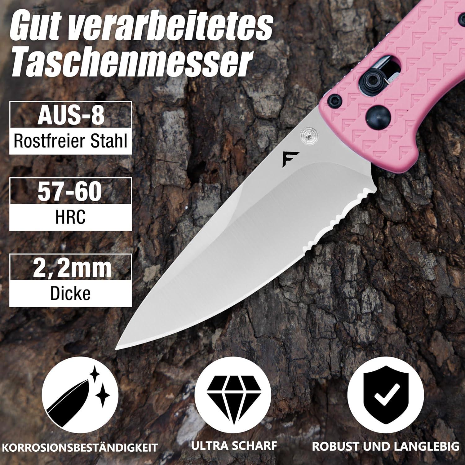 Outdoor Survival Klappmesser AUS-8 Edelstahl Taschenmesser Pink EDC