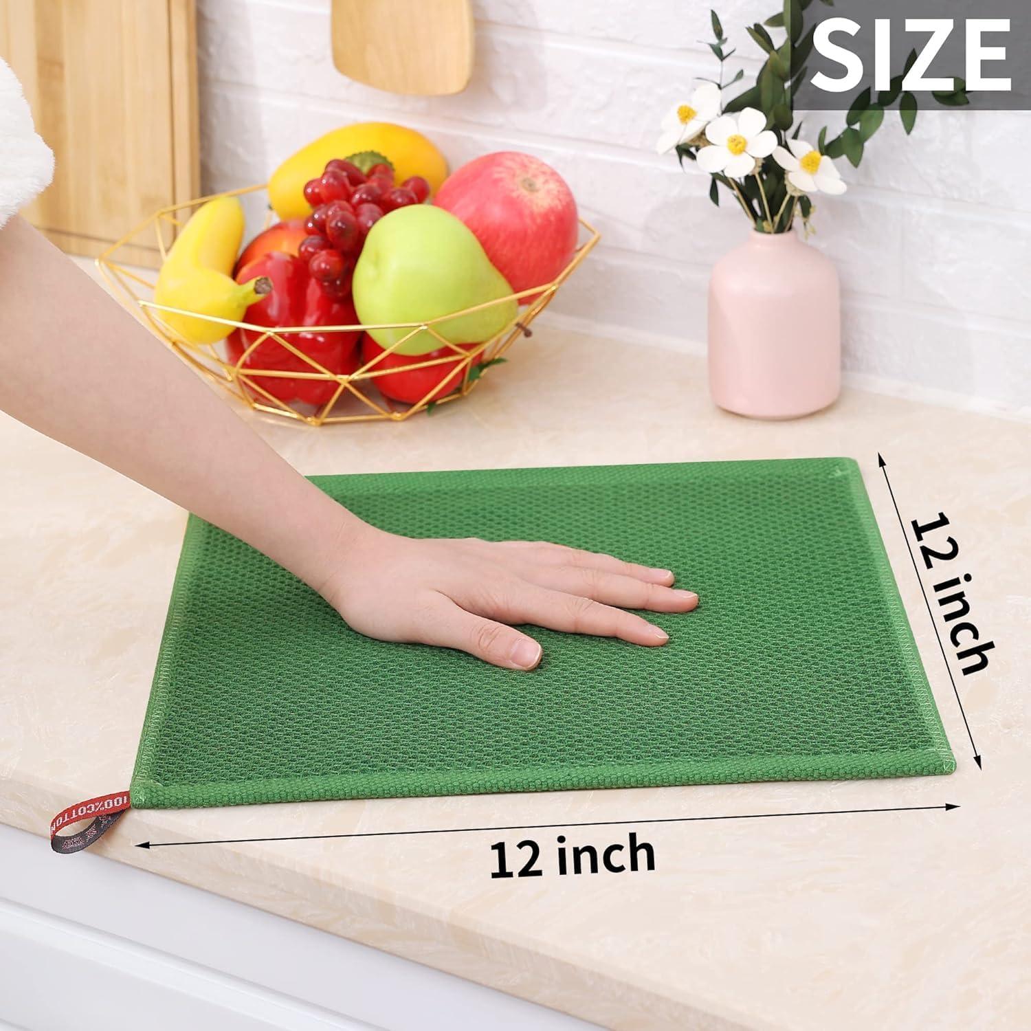 6er Set Weiche Waffel Baumwolle Geschirrtücher 30x30cm Grün