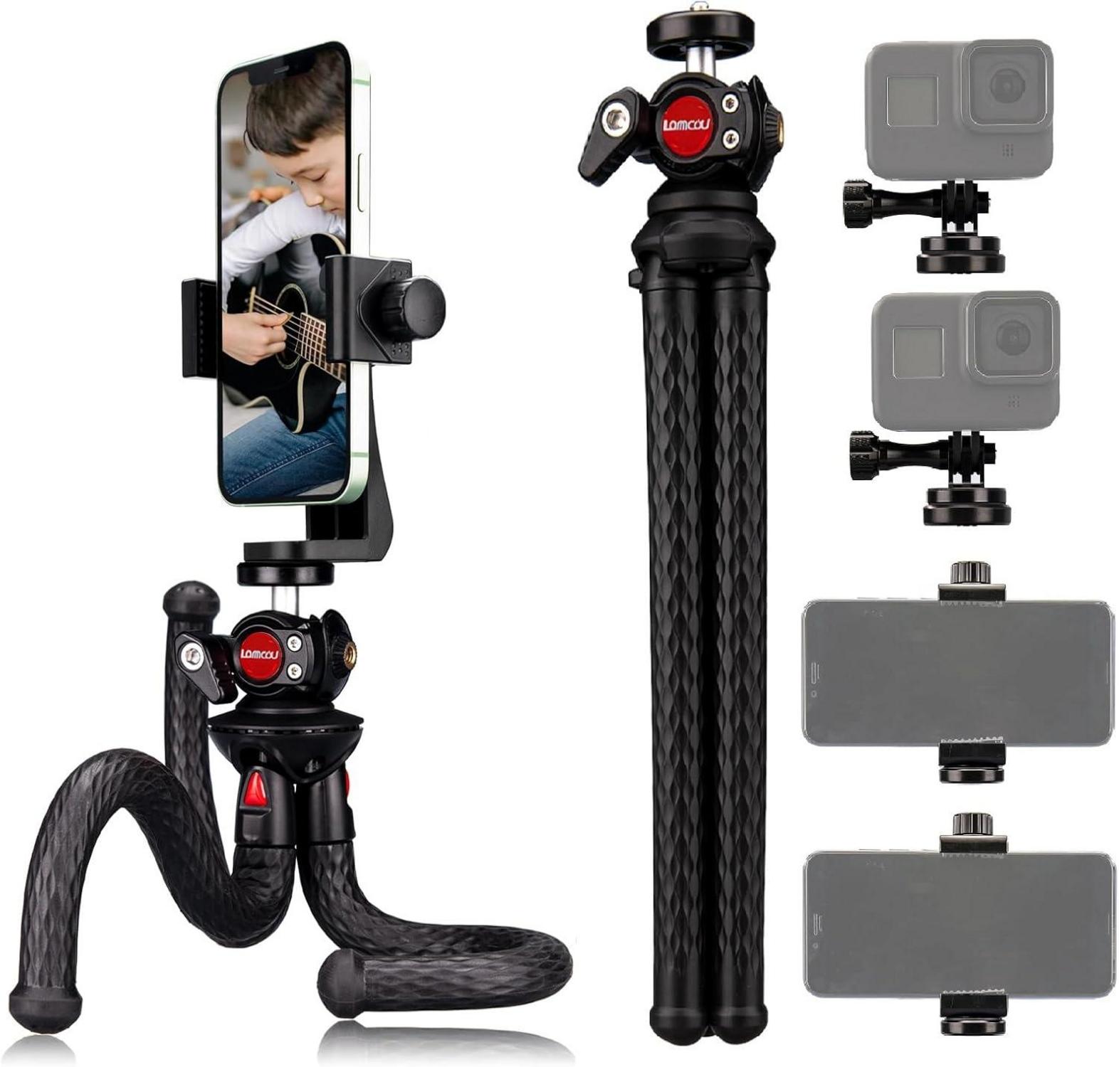 Flexibles Handy Stativ mit XL Halter, Go Pro Adapter - Set *2