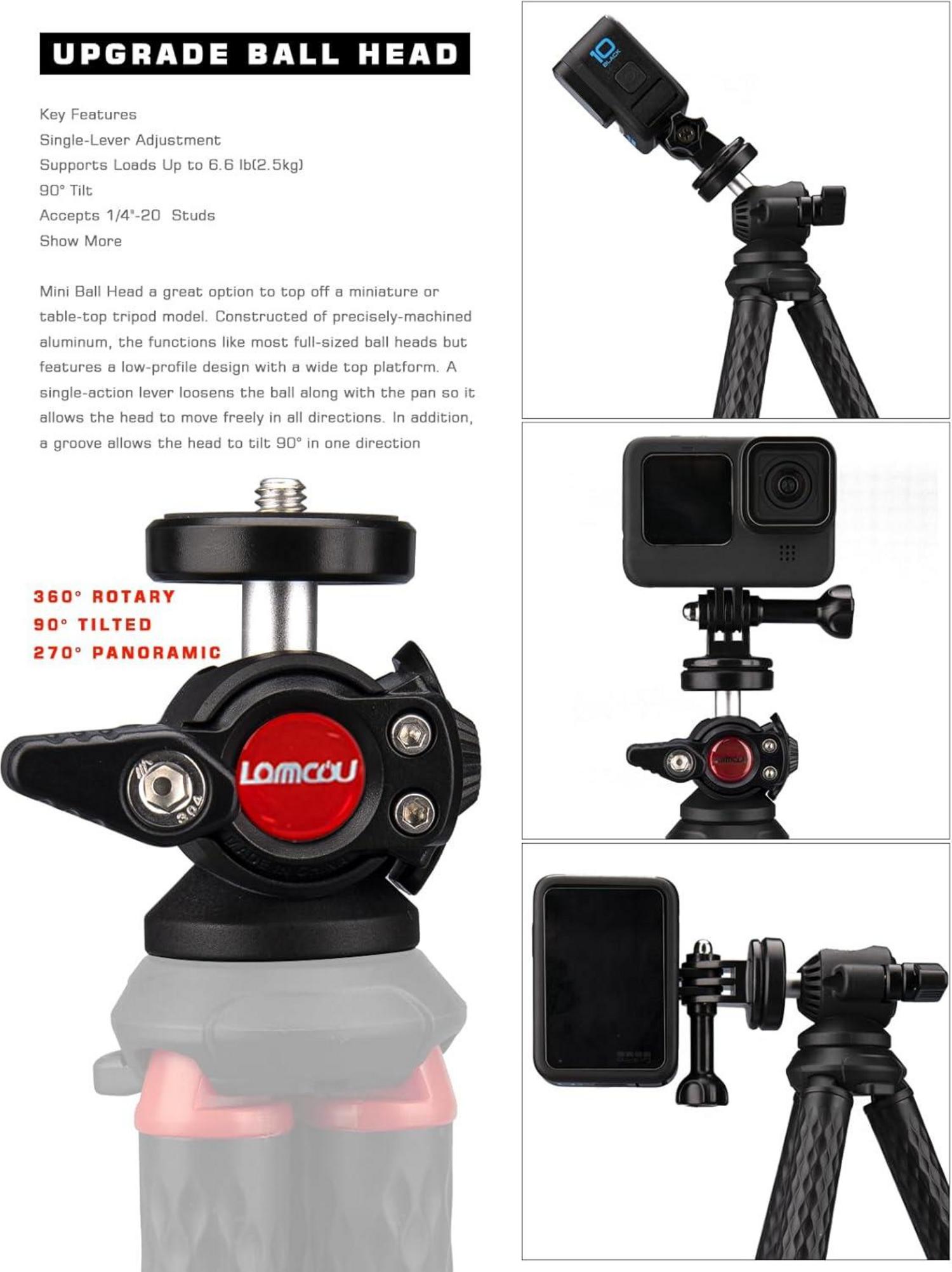 Flexibles Handy Stativ mit XL Halterung & Actioncam Adapter