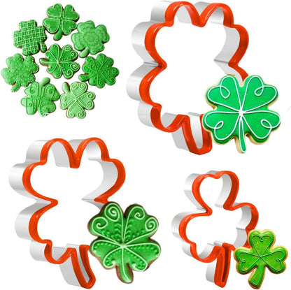 3-teiliges Kleeblatt Keksausstecher-Set aus Edelstahl mit Weich-PVC
