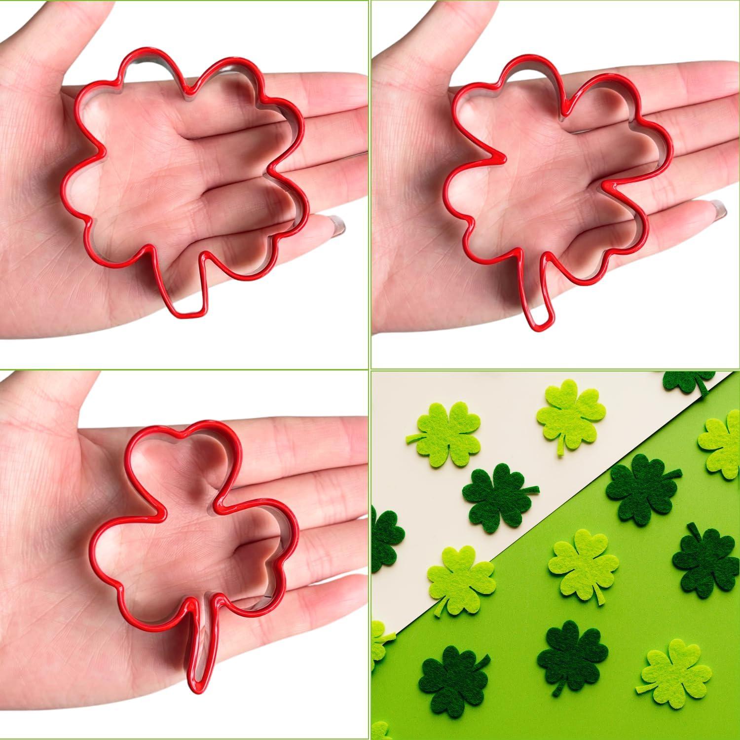 3-teiliges Kleeblatt Keksausstecher-Set aus Edelstahl mit Weich-PVC
