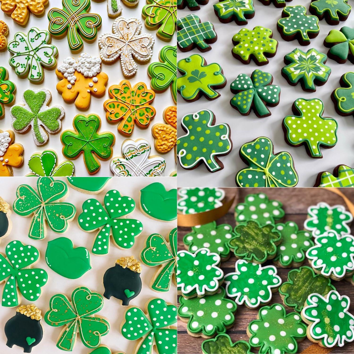 3-teiliges Keksausstecher-Set: Kleeblatt & vierblättriges Kleeblatt, Edelstahl, St. Patrick's Day, Oster-Ausstechformen