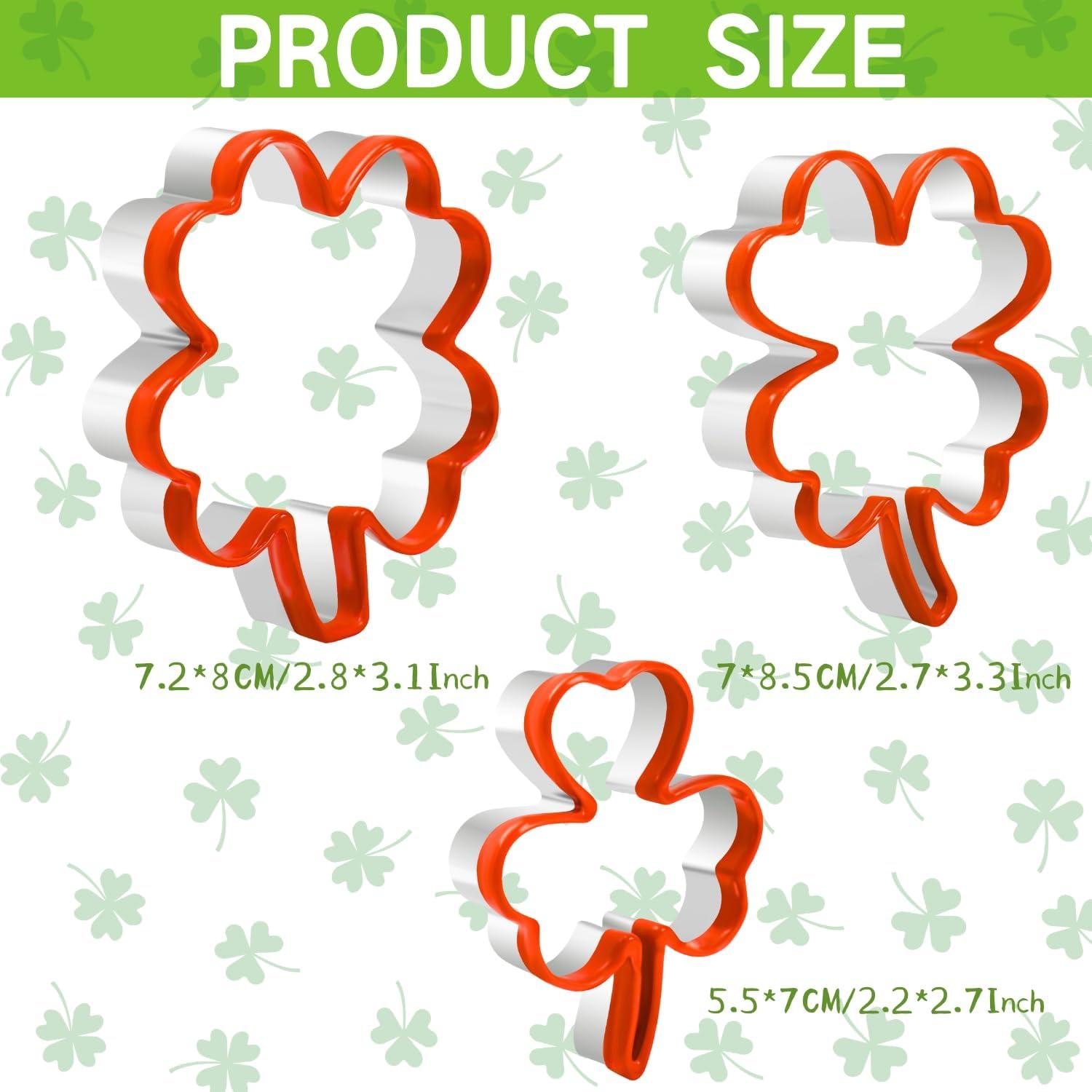 3-teiliges Keksausstecher-Set Kleeblatt Edelstahl St. Patrick's Day