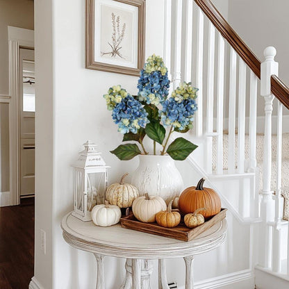 Deko Hortensien 3er Set Kunstblumen Blau Rispenhortensie 73cm dodger Blau