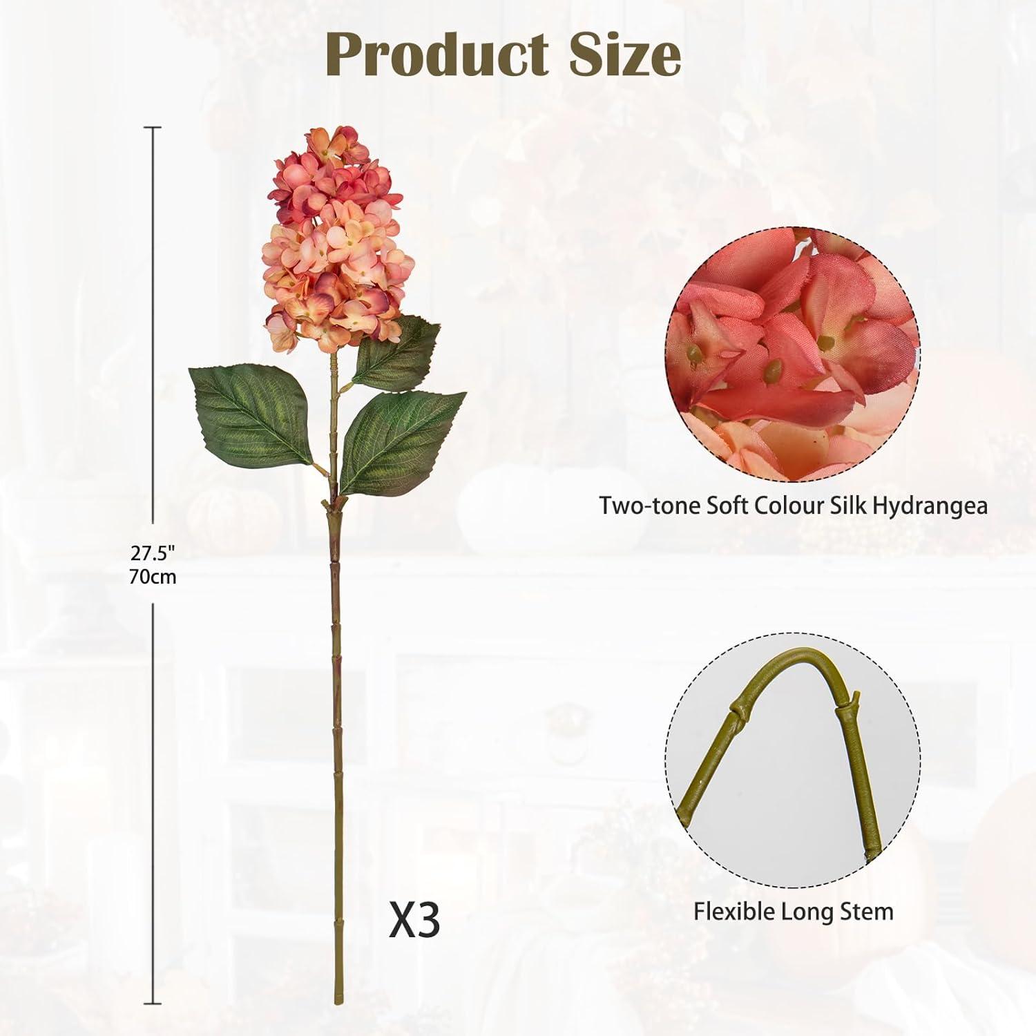 Künstliche Hortensien 3er Set Rispenhortensie 70CM Rosa