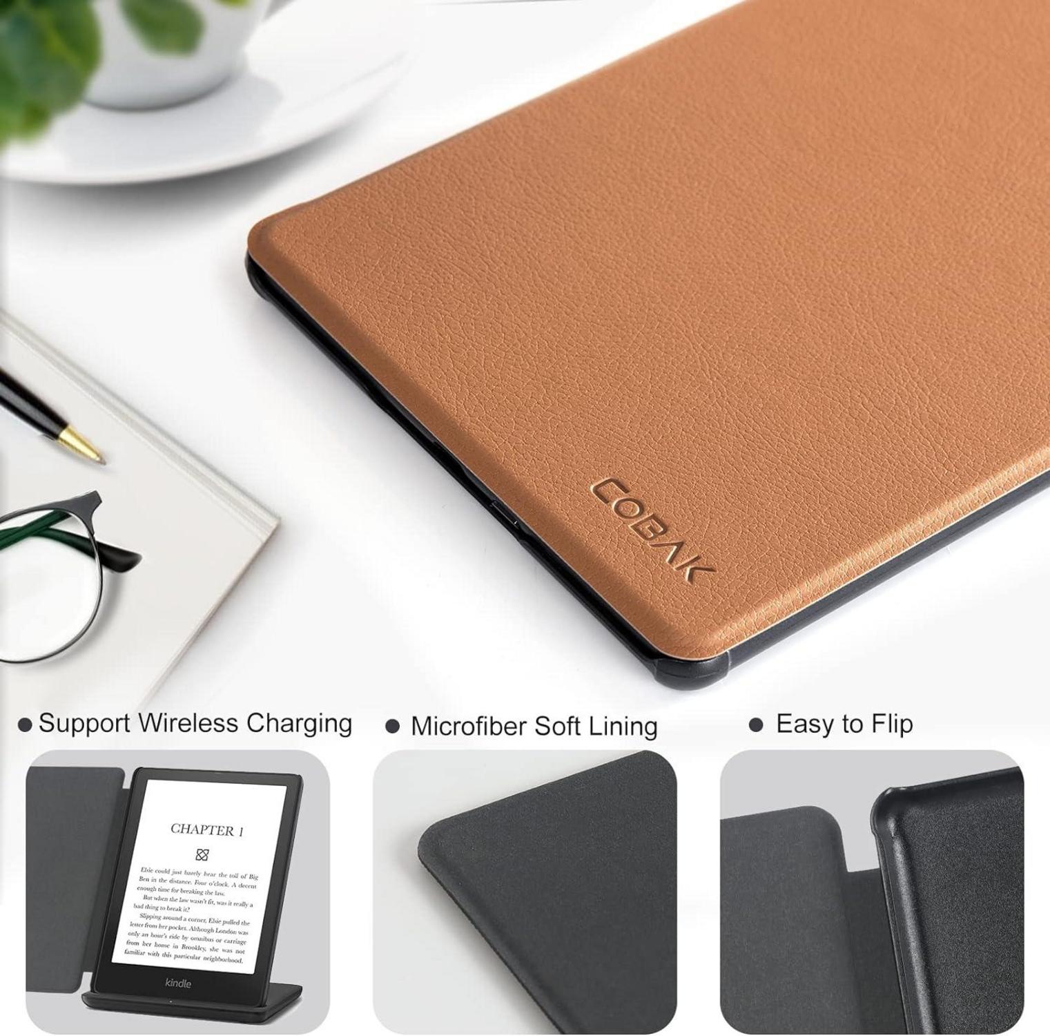 CoBak Hülle für Kindle Paperwhite 11. Gen Signature Edition - Smart-Cover in Braun