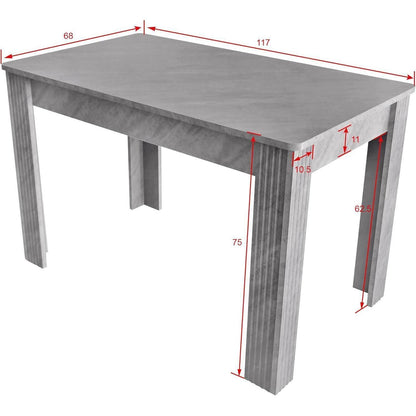 Rechteckiger Esstisch 117cm – Grau für Küche, Esszimmer & Wohnzimmer