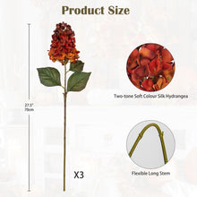 Künstliche Hortensien 3er Set 73CM Orange Dekoblumen