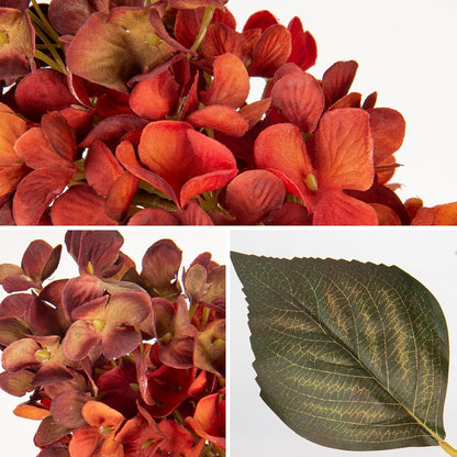 Künstliche Hortensien Rispenhortensie Orange 3er Set 73CM