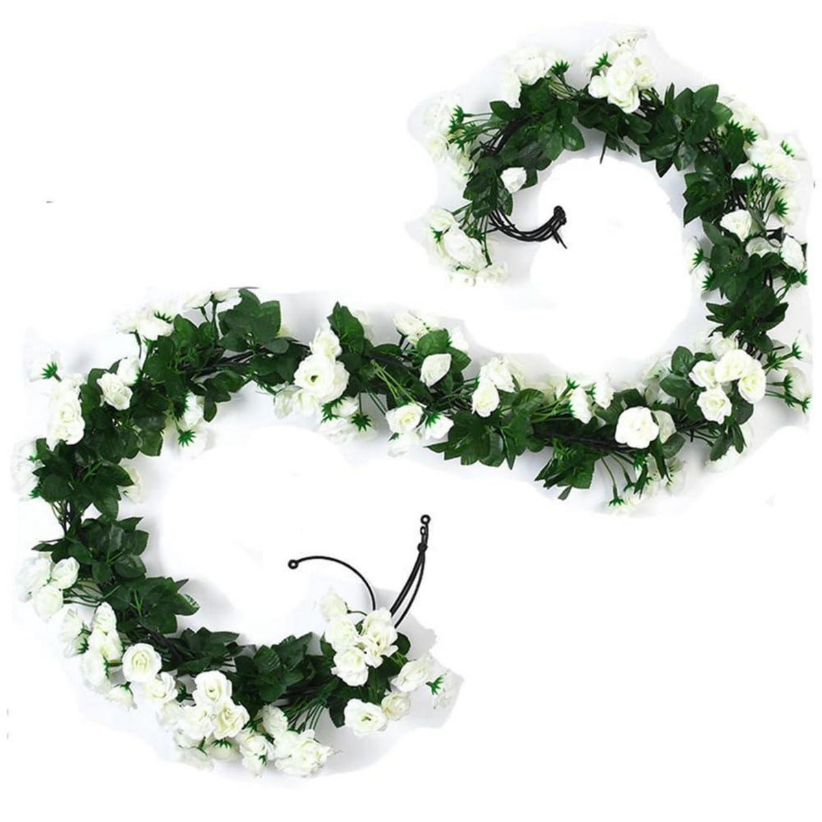 2x 1.8m Künstliche Rosen Girlande – Weiße Blüten für Deko