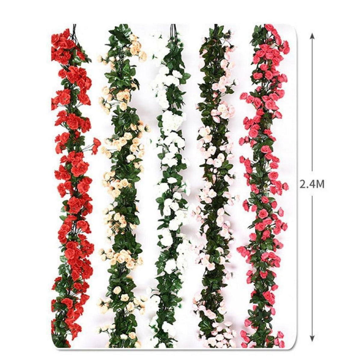 2x 1.8m Künstliche Rosen Girlande – Weiße Blüten für Deko