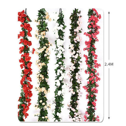 2x 1.8m Künstliche Rosen Girlande – Weiße Blüten für Deko