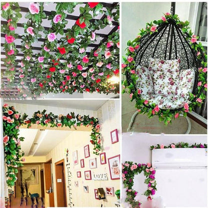 2x 1.8m Künstliche Rosen Girlande – Weiße Blüten für Deko