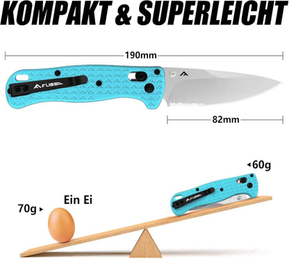 FLISSA Klappmesser AUS-8 Edelstahl Outdoor Survival Blau