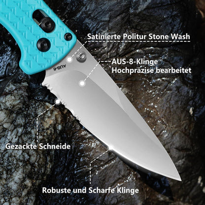 Klappmesser Survival Outdoor Taschenmesser AUS-8 Edelstahl Blue