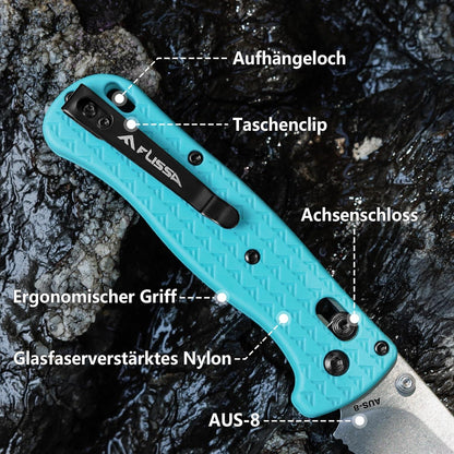 FLISSA Taschenmesser Klappmesser AUS-8 Edelstahl blau