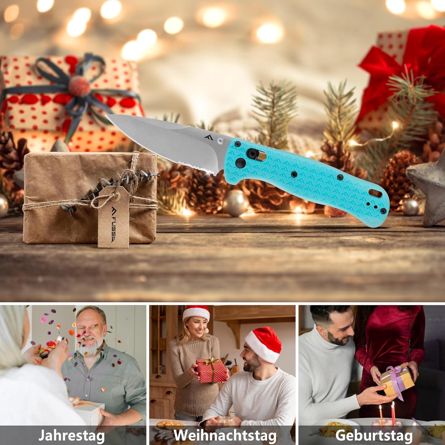 FLISSA Taschenmesser Klappmesser AUS-8 Edelstahl blau