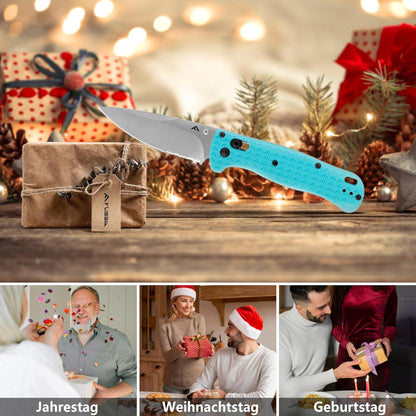 FLISSA Taschenmesser Klappmesser AUS-8 Edelstahl blau