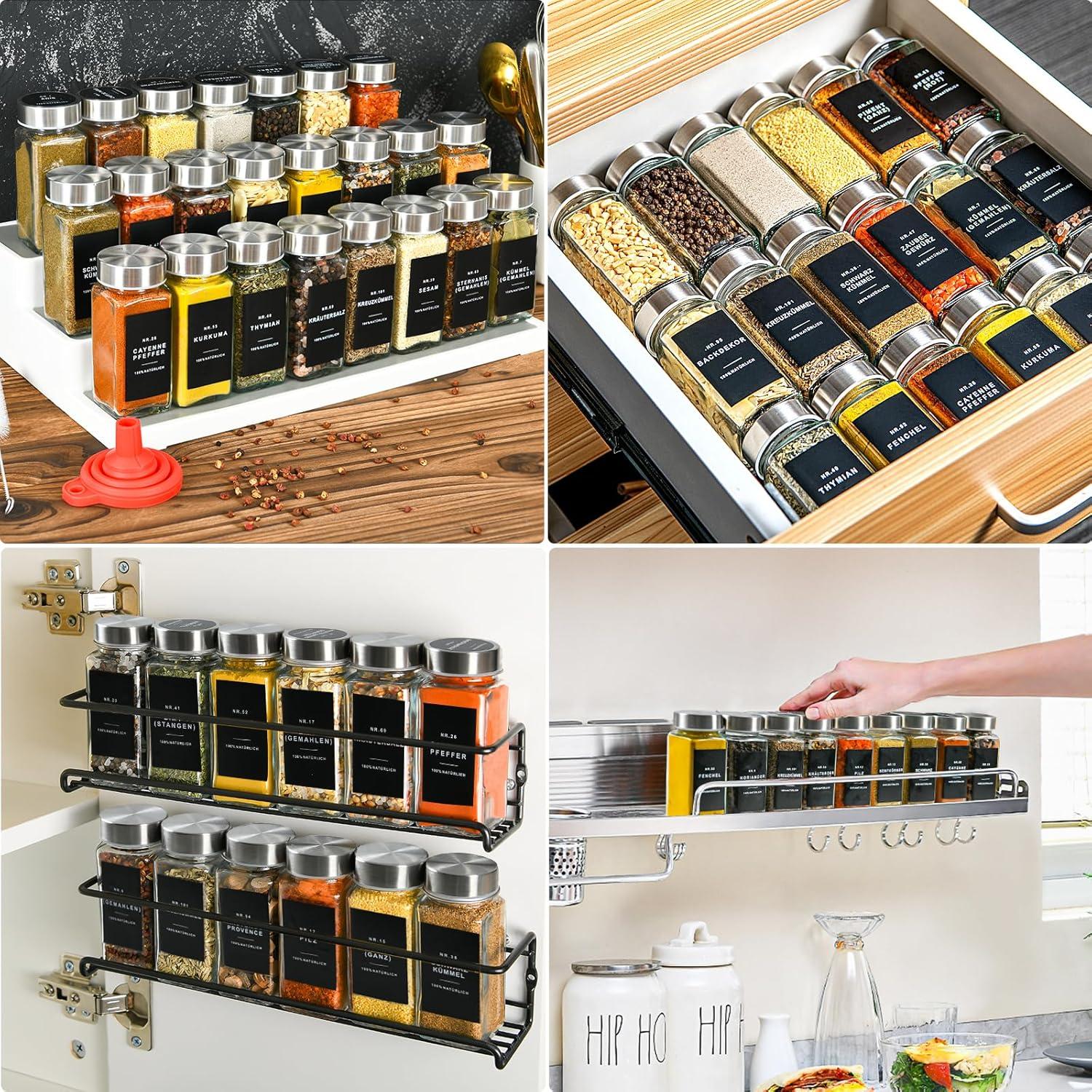 25er Set Gewürzgläser 120ml mit Etiketten, Trichter, Streueinsatz