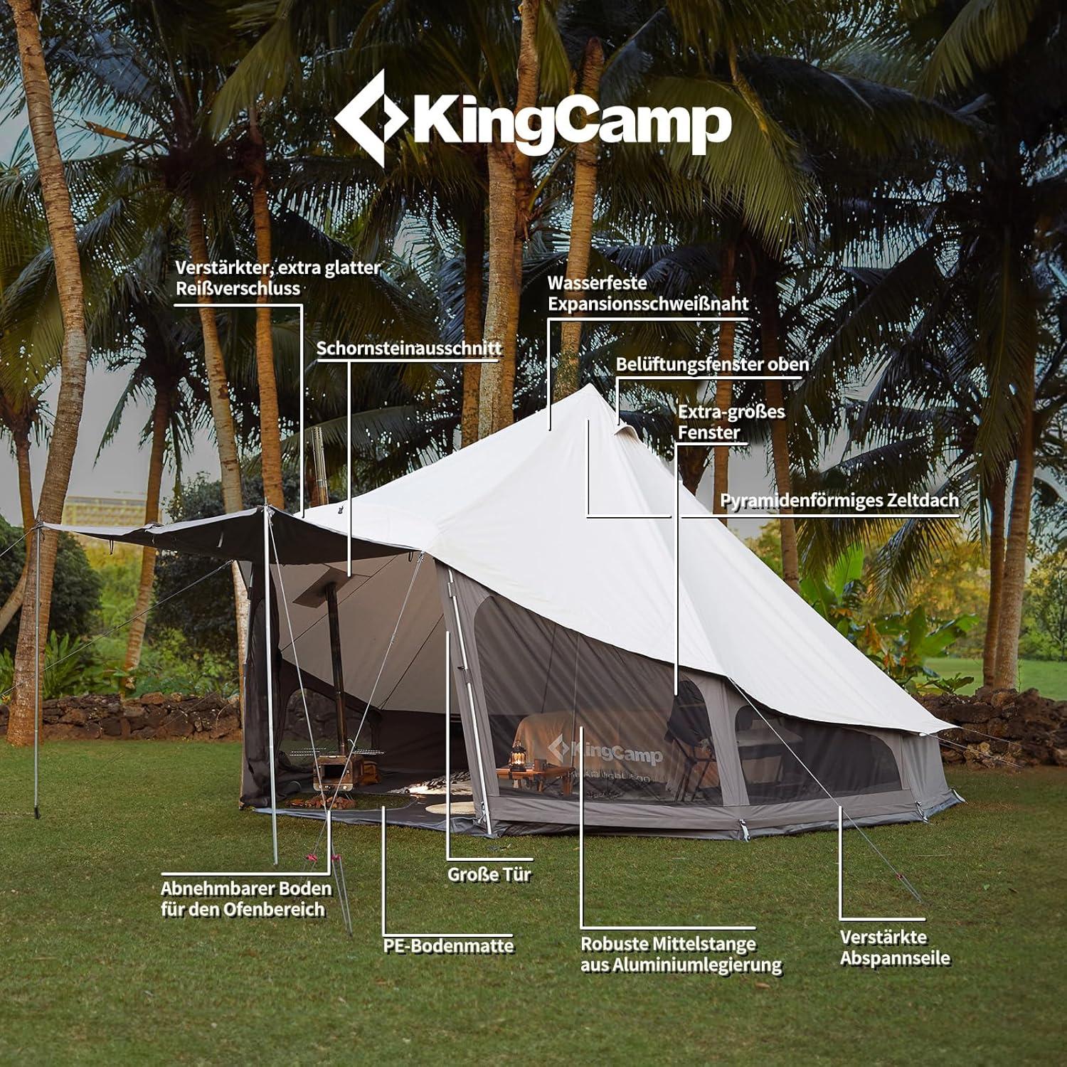 Luxus Glampingzelt für 4-6 Personen mit 180-Grad-Sichtfenster, Camping