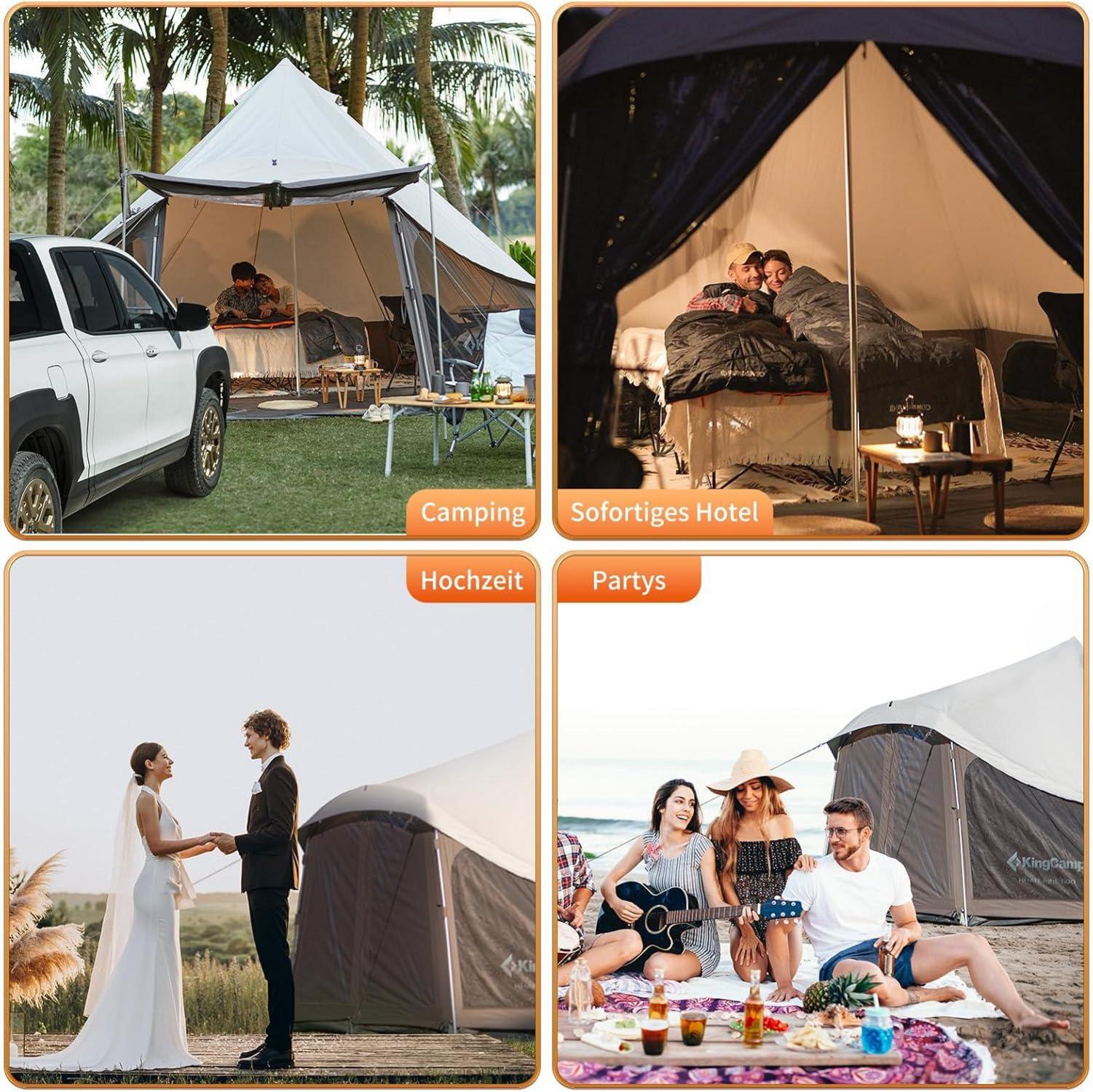 KingCamp Großes Luxus Glampingzelt 4-6 Personen, Outdoor Pyramidenzelt mit