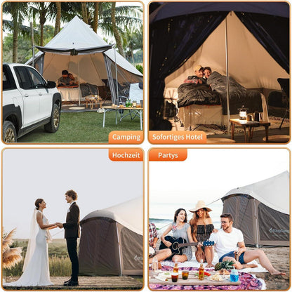 KingCamp Großes Luxus Glampingzelt 4-6 Personen, Outdoor Pyramidenzelt mit