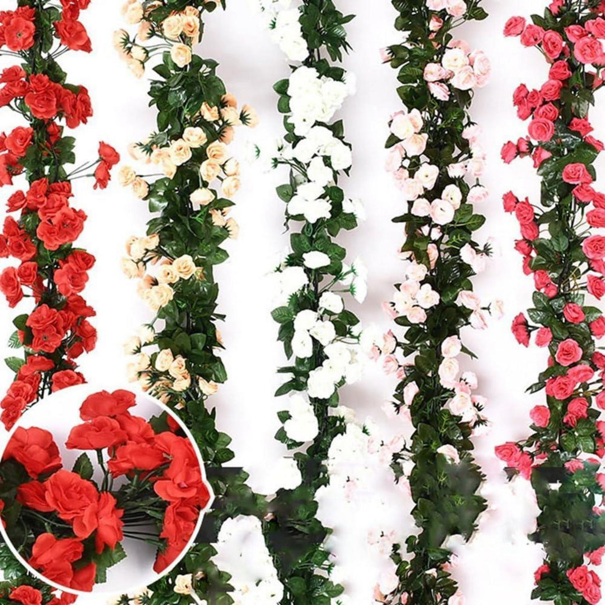 2x 1.8m Künstliche Rosen Girlande – Romantische Blütenrebe für Deko