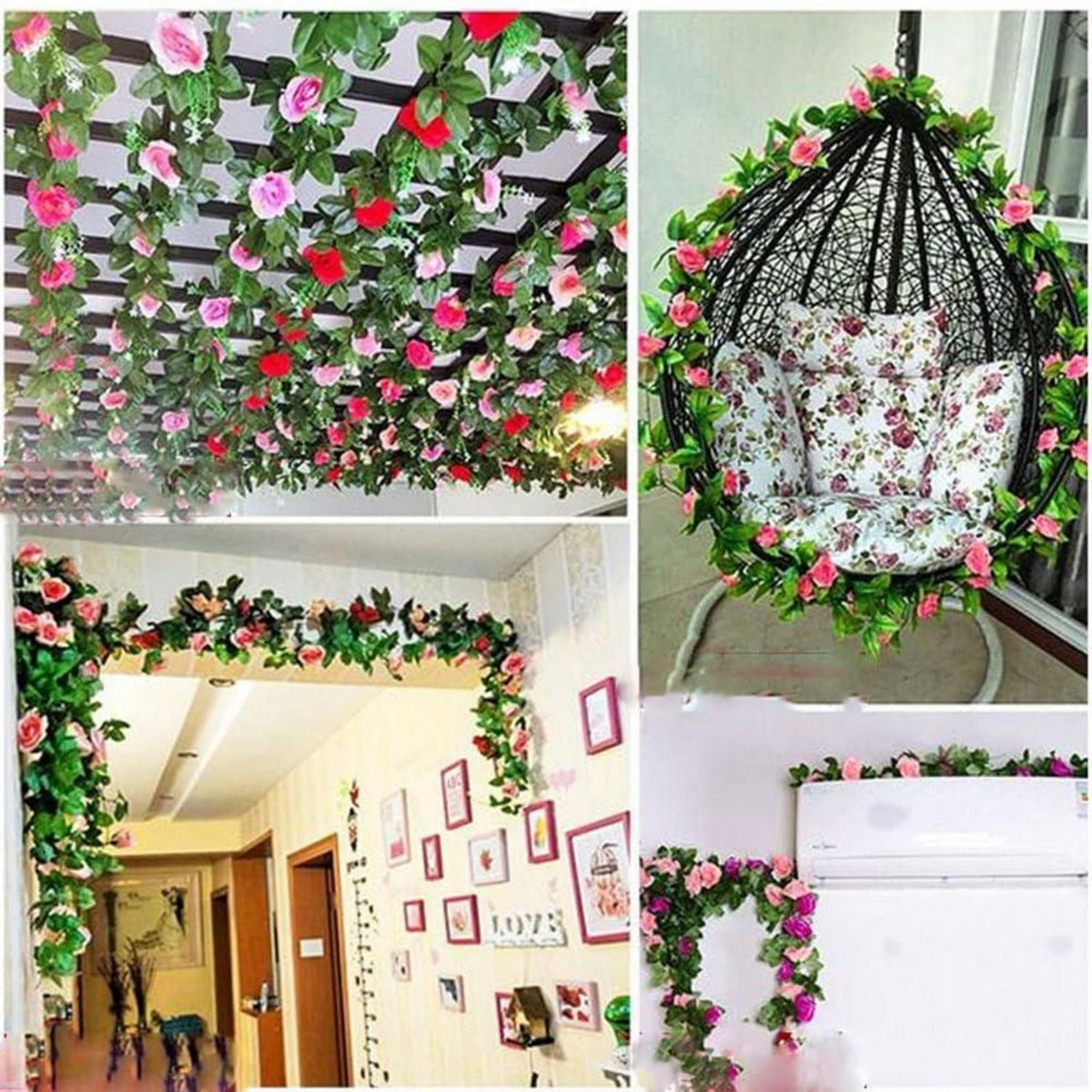 2x 1.8m Künstliche Rosen Girlande – Romantische Blütenrebe für Deko