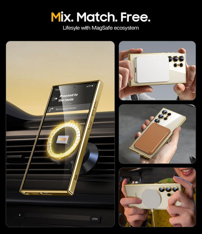Samsung Galaxy S24 Ultra Hülle mit Magneten und Kameraschutz Titan Gold