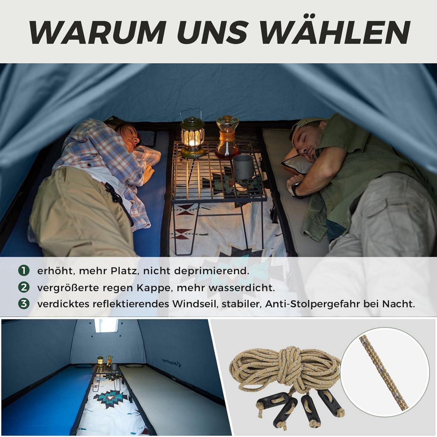 Ultraleichtes Campingzelt für 2 Personen - Wasserdicht, kompakt und Rucksack-freundlich