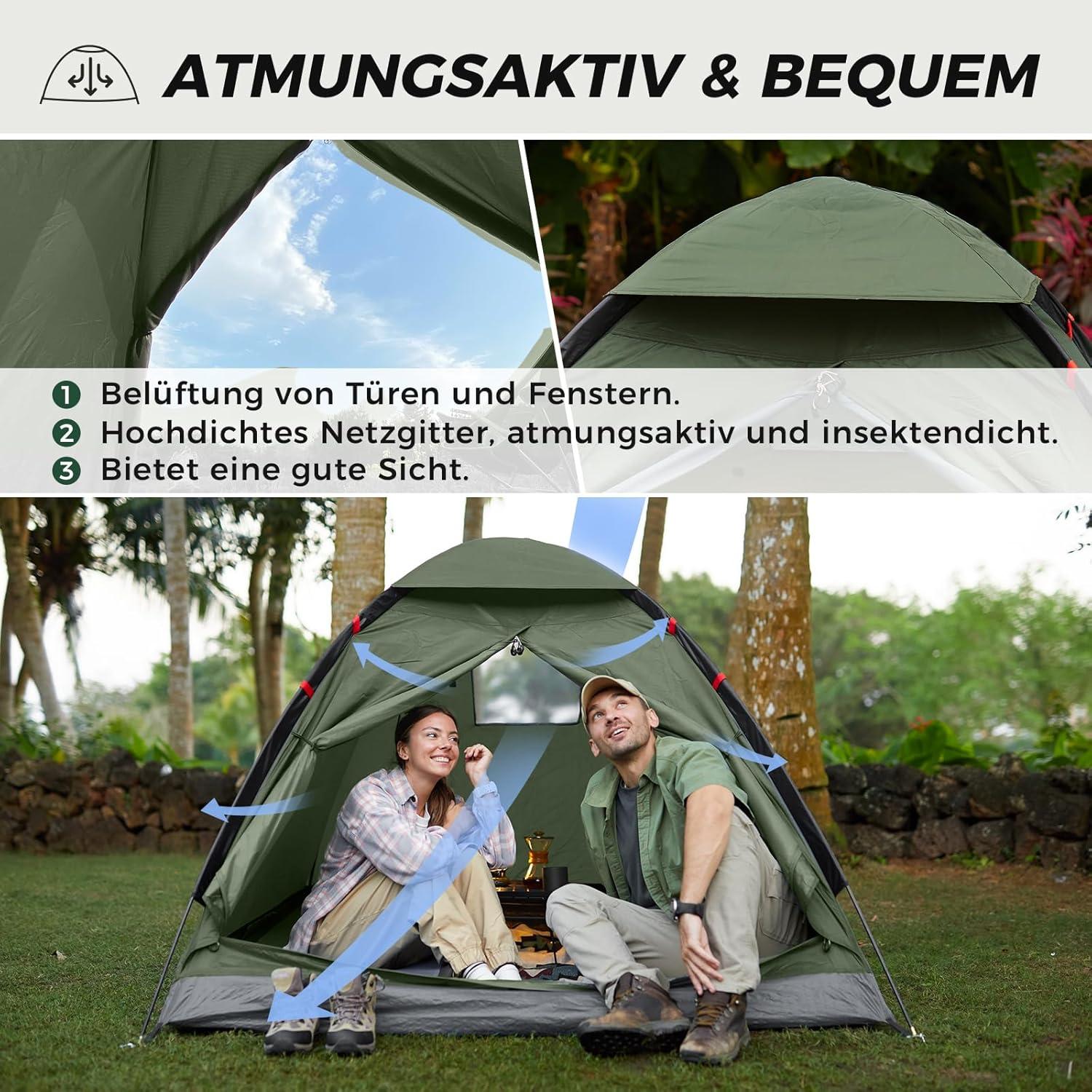 Ultraleichtes Campingzelt 2 Personen Wasserdicht Kompakt Rucksackfreundlich