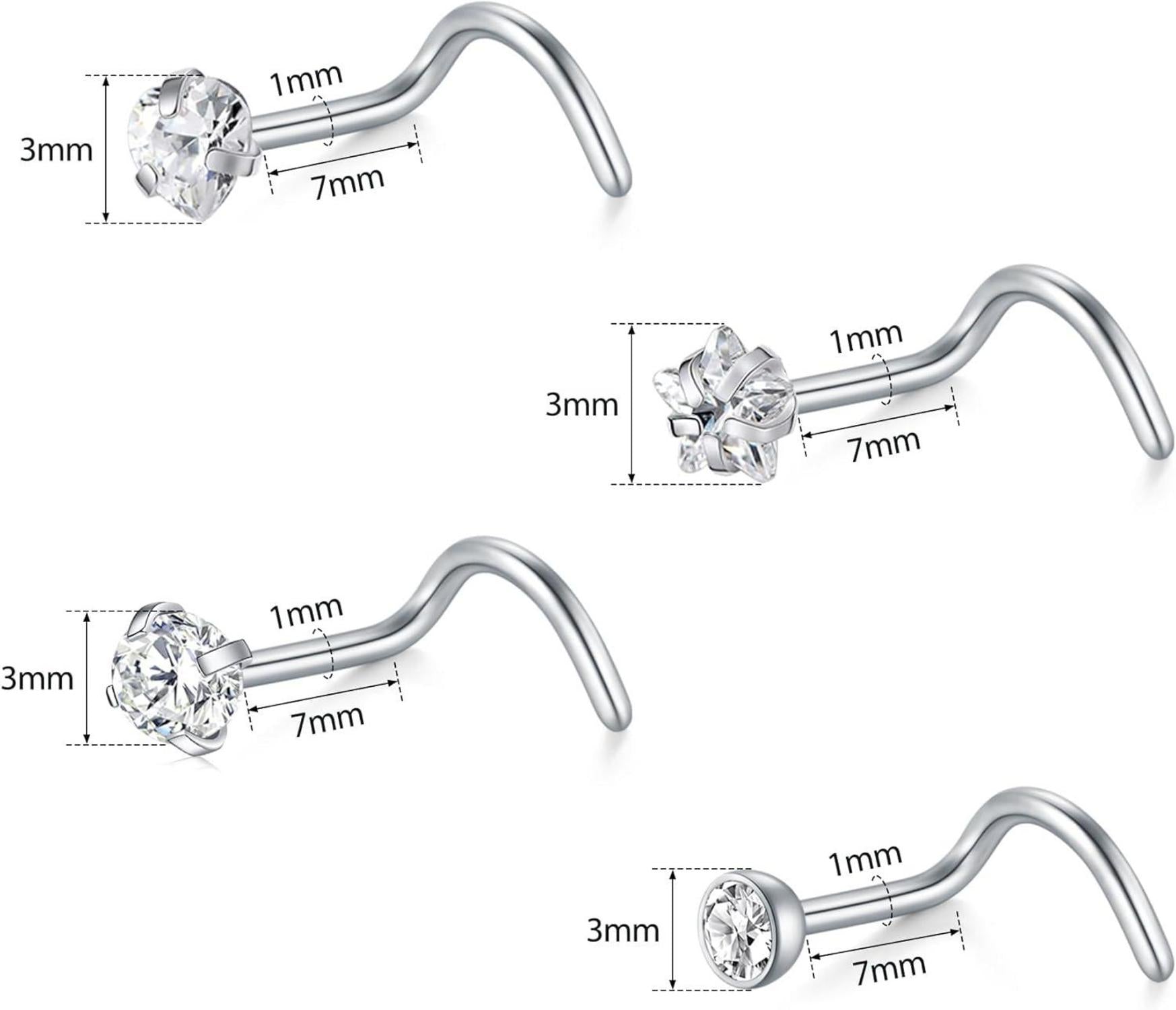 Nasenpiercing Set: 8 Stück 20G 18G Chirurgenstahl Nasenringe