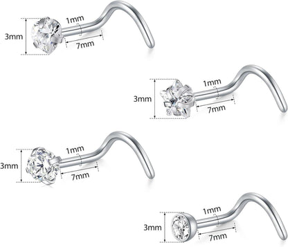 Nasenpiercing Set: 8 Stück 20G 18G Chirurgenstahl Nasenringe