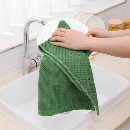 Moosfor Geschirrtücher 100% Baumwolle 4er Set 32x72cm Grasgrün