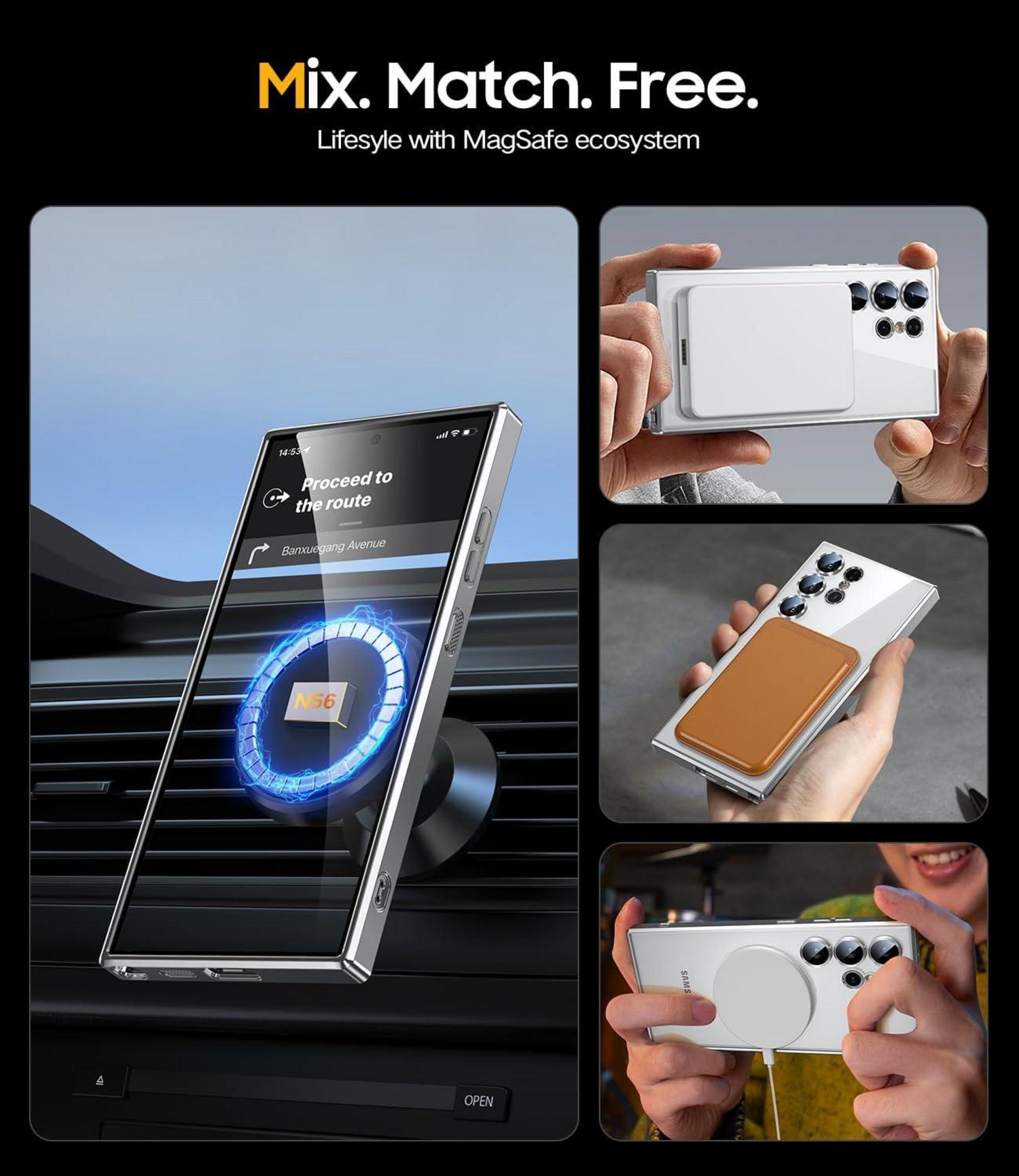 Magnetische Samsung S24 Ultra Hülle Titan Silver 5G Kameraschutz