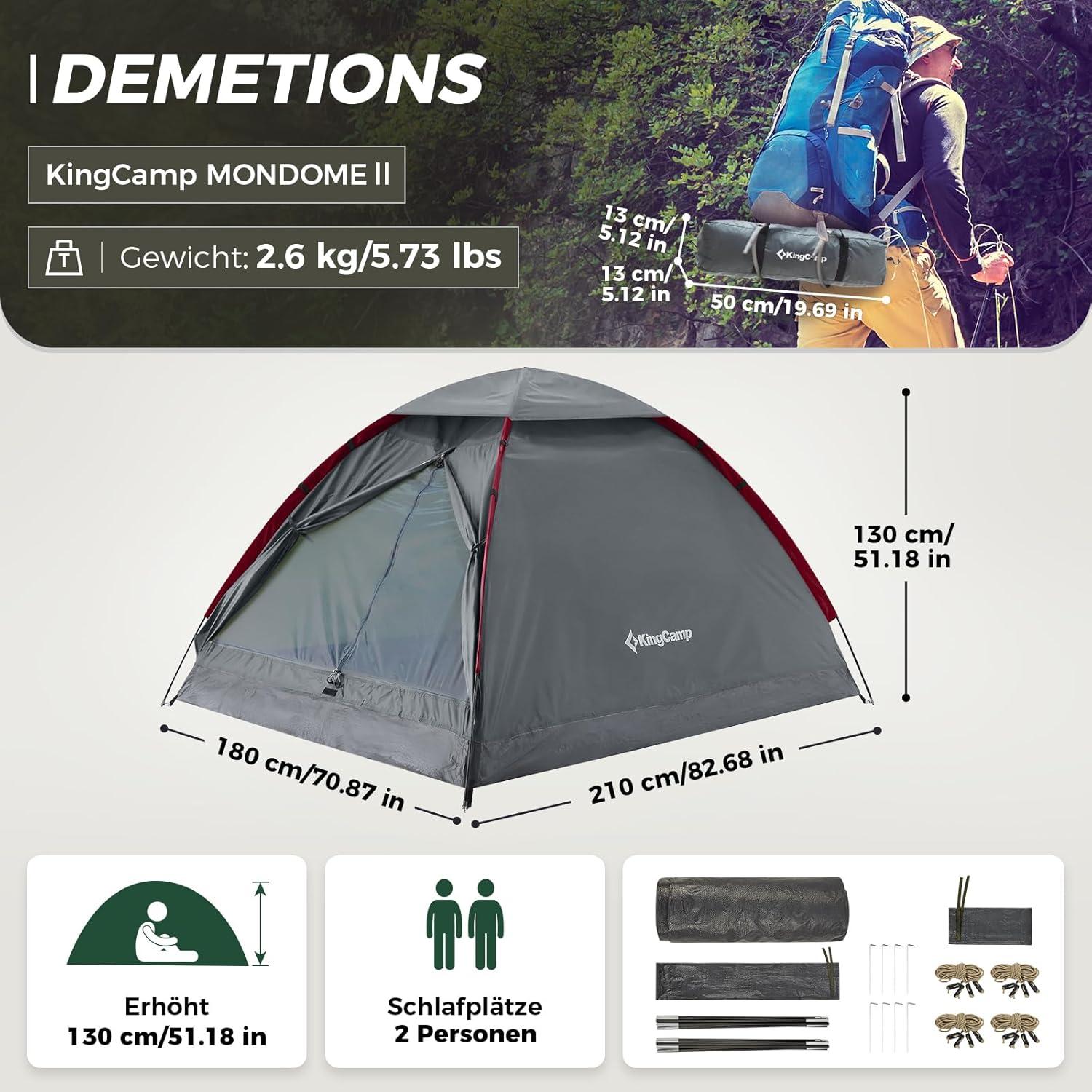 Ultraleichtes Camping Zelt für 2 Personen - Wasserdicht