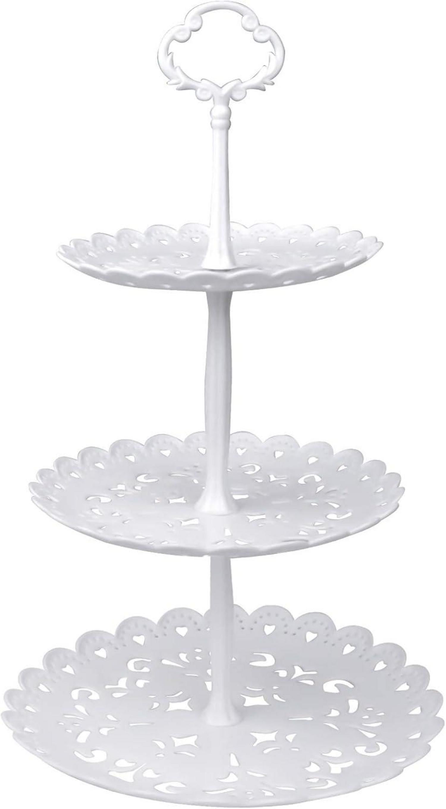 Cupcake Ständer 3 Ebenen Weiß Plastik Etagere Dessert Turm