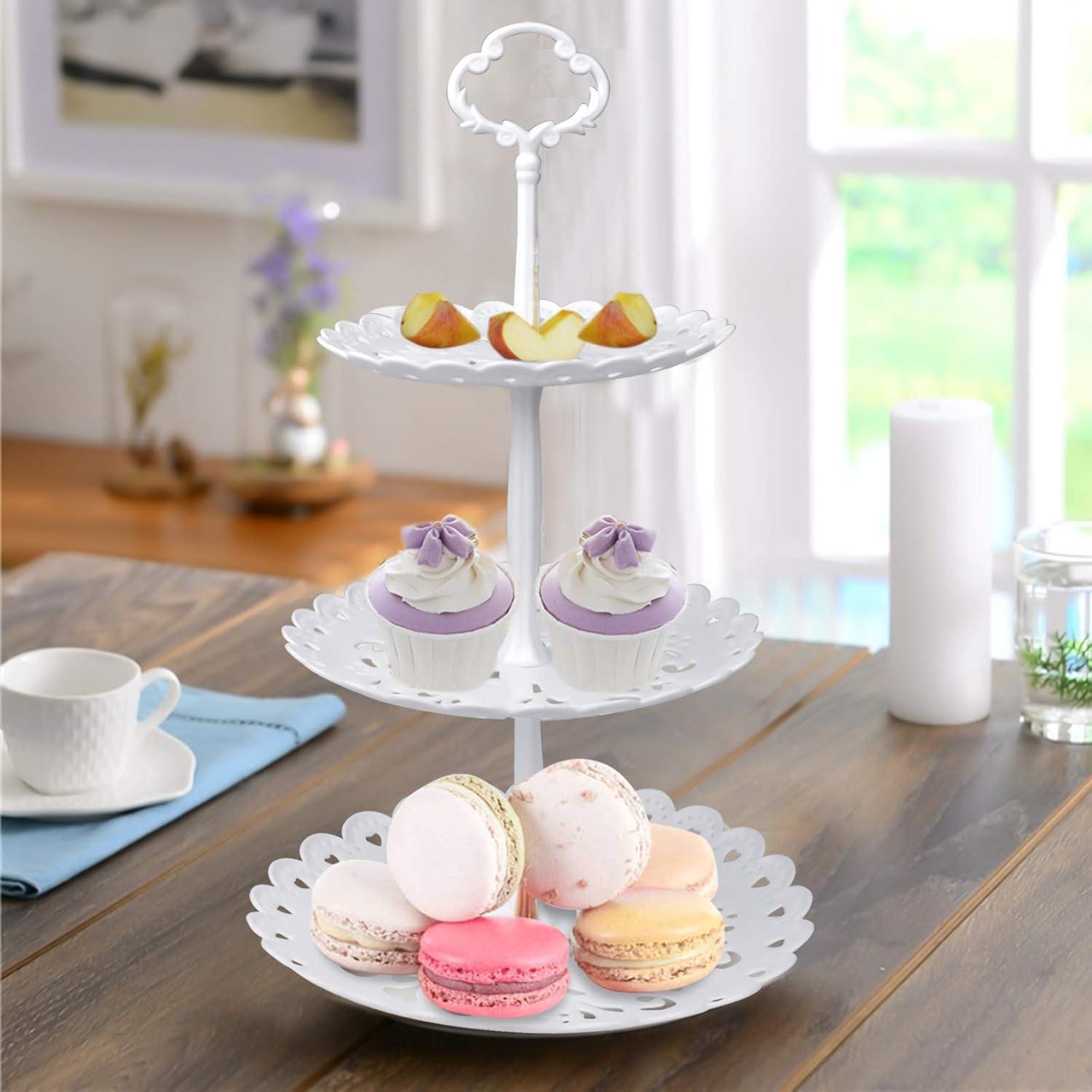 Tortenständer Cupcake Etagere Dessert Ständer 3 Ebenen Weiß Plastik