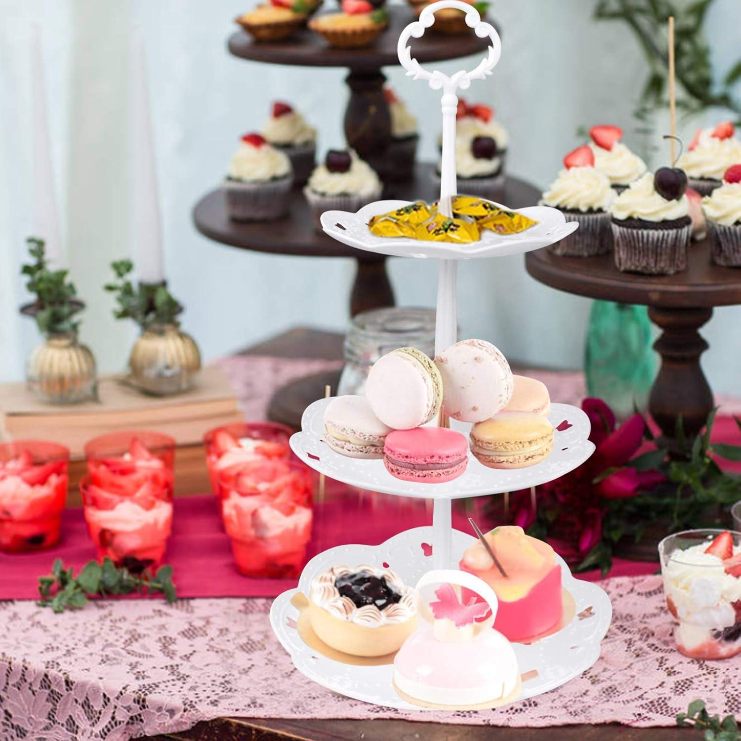 Anseom 3-stöckiger Cupcake Tortenständer Weiß Plastik Etagere Hochzeit_birthda