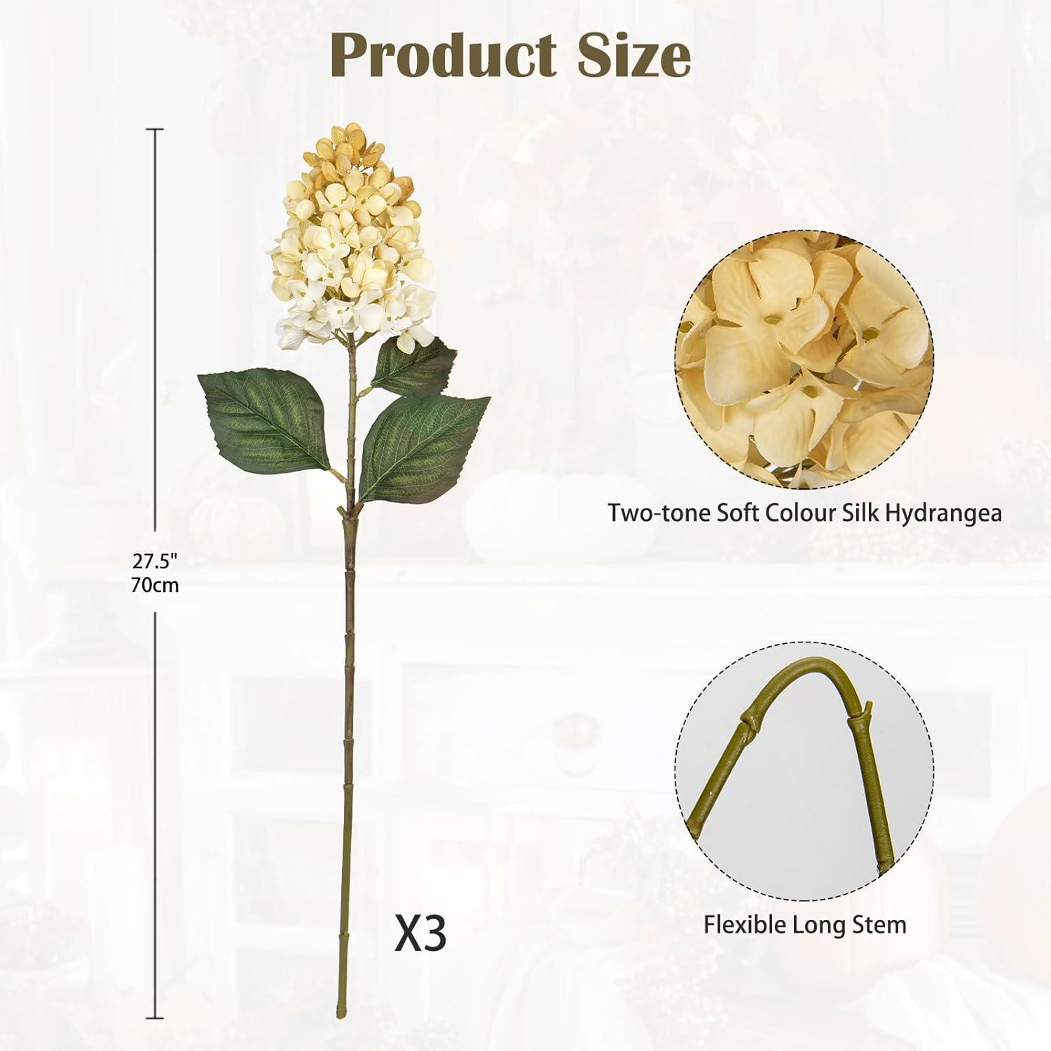 Briful 3er Set Weiße Kunsthortensien 73CM Rispenhortensie