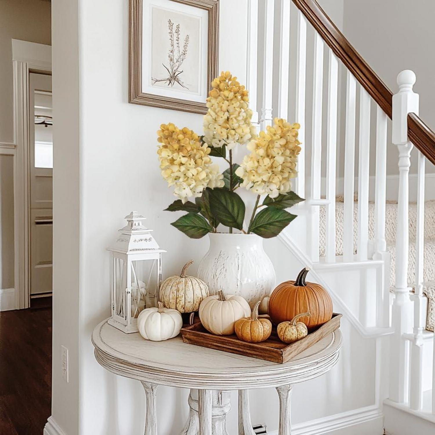 Künstliche Hortensien 3er Set rispen Hortensie 73CM weiß Blumengesteck Herbstdekoration