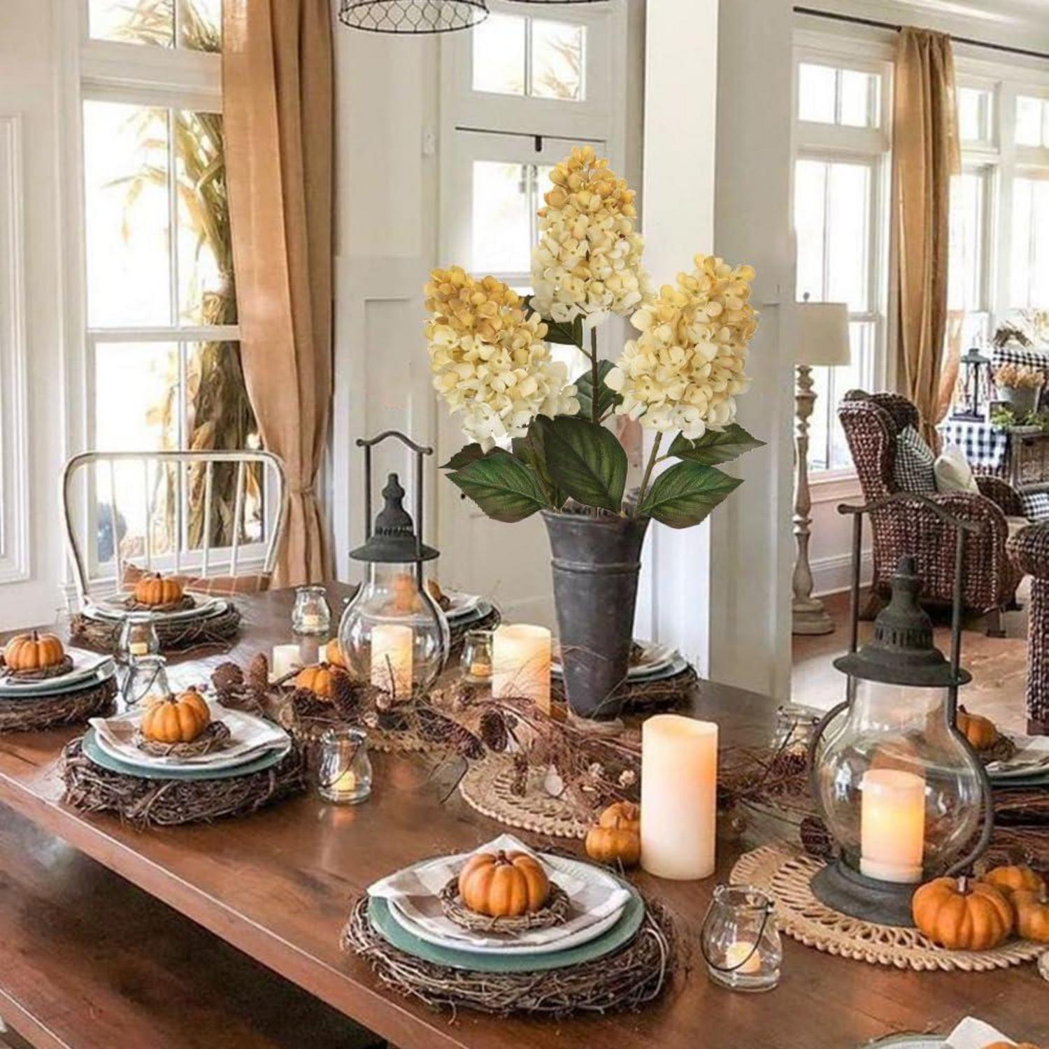 3er Set Weiße Künstliche Hortensien Kunstblumen Rispenhortensie 73CM