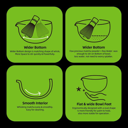 Matcha Whisk Set mit Keramikschale und Bambus Scoop, 9-teilig